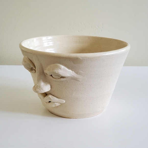 Two Faced Studio Art Bowl, Signed - Picture 12 of 16